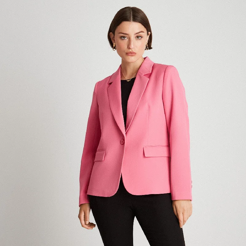 Women's Workwear Blazers-Blazer Manga Larga Un Botón Rosado