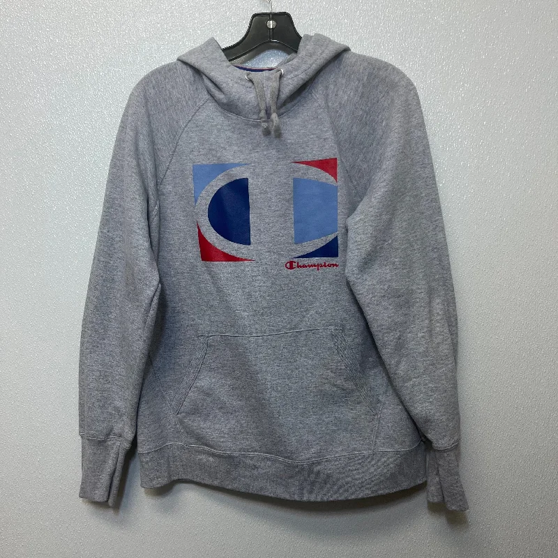 Women's Plaid Sweatshirts-Sweatshirt Hoodie By Champion  Size: L