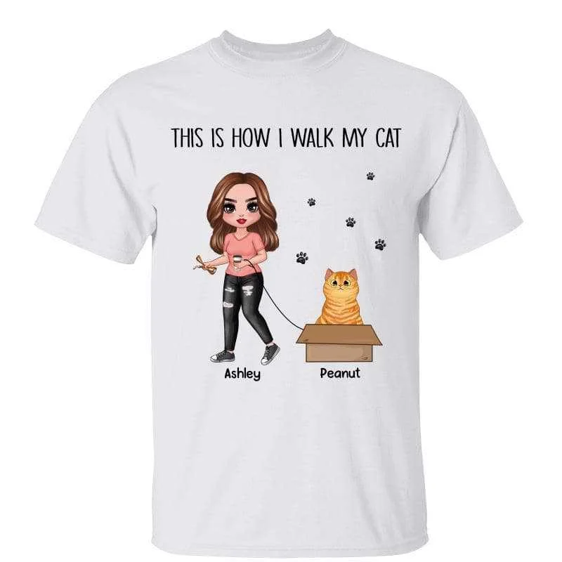 Women's Girlfriend T-Shirts-How To Walk My Cats Funny Personalized Shirt