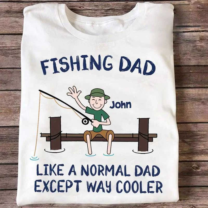 Women's Relaxed Fit T-Shirts-Stick Fishing Dad Cooler Personalized Shirt