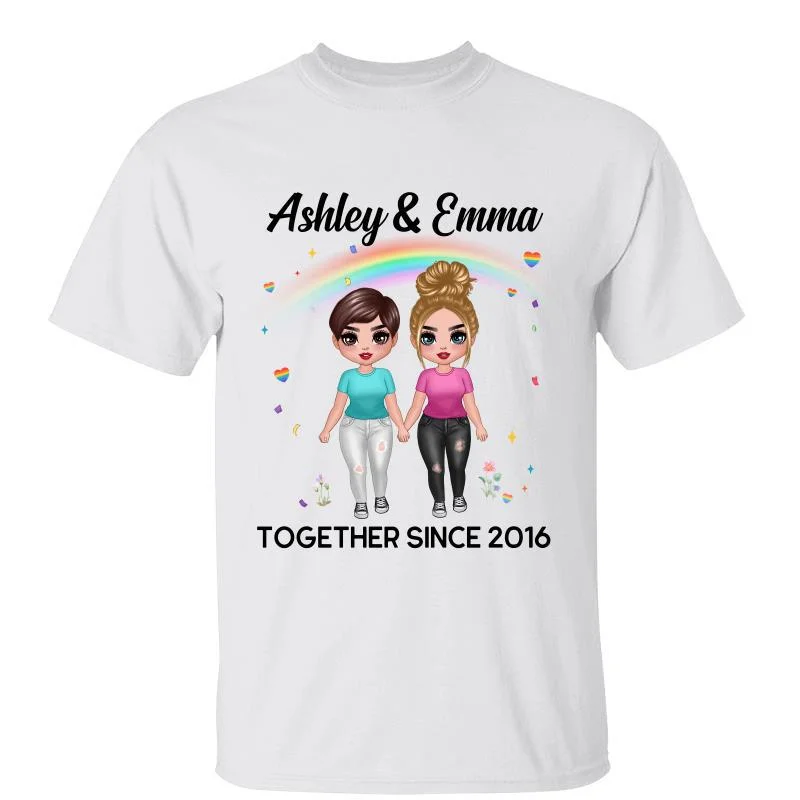 Women's Athletic Fit T-Shirts-LGBT Couple Standing Together Since Personalized Shirt