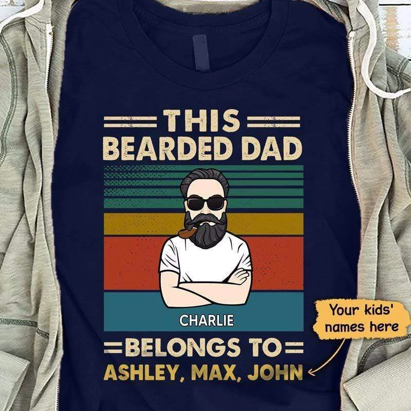 Women's Loose Fit T-Shirts-Bearded Dad Belongs To Retro Personalized Shirt