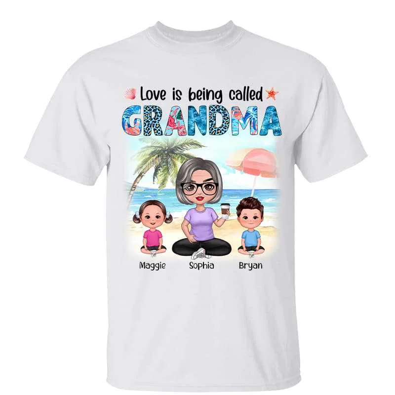 Women's Keyhole T-Shirts-Summer Love Is Being Called Grandma Doll Styles Personalized Shirt