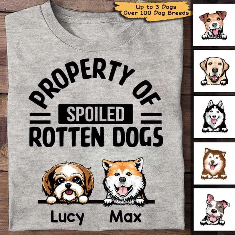 Women's Ruffle Sleeve T-Shirts-Property Of Spoiled Rotten Dogs Personalized Shirt