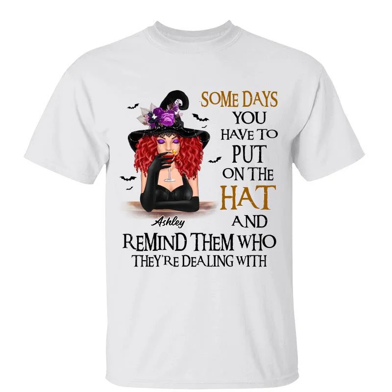 Women's Tribal Print T-Shirts-Halloween Some Days Have To Put On The Hat Personalized Shirt