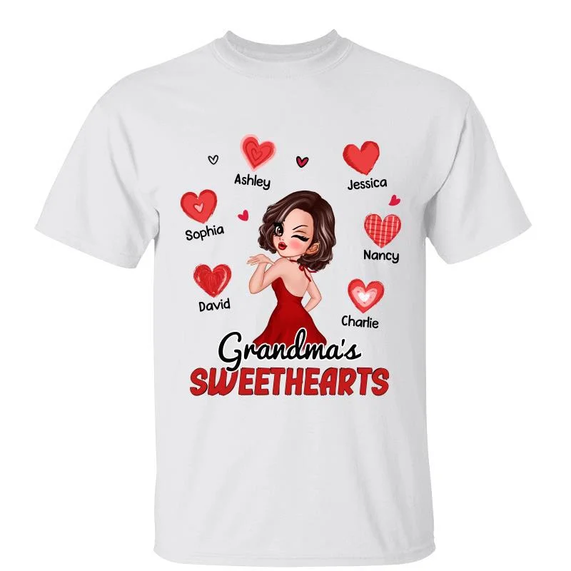 Women's Crop T-Shirts-Grandma Sweethearts Gift For Grandma Personalized Shirt