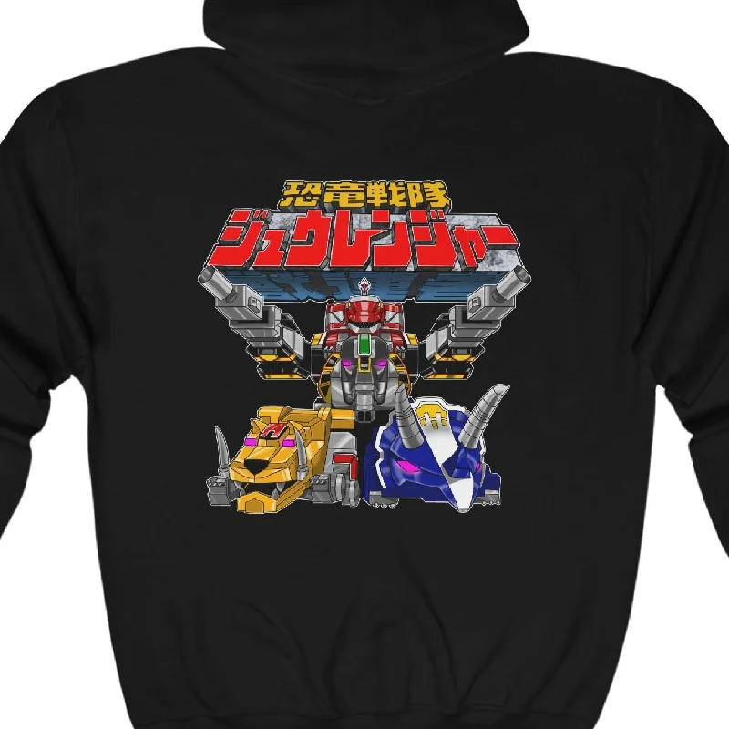 Women's Chic Hoodies-Zyuranger Daizyujun Full Zip Hoodie Super Sentai T Shirt Custom Graphic Art Cosplay Shirts Power Rangers Retro Vintage 90s Tee