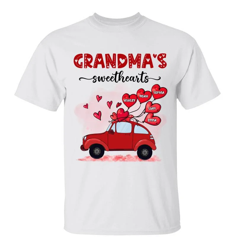 Women's Crew Neck T-Shirts-Grandma Sweetheart Balloon Gift For Grandma Personalized Shirt