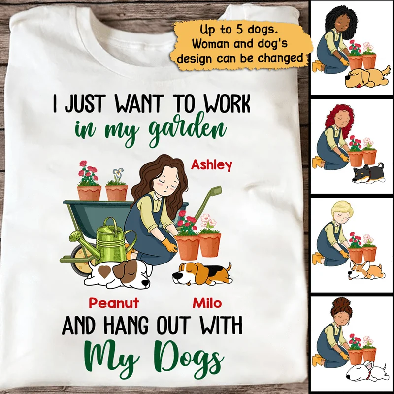 Women's Layering T-Shirts-Hang Out With Dogs In Garden Chibi Personalized Shirt