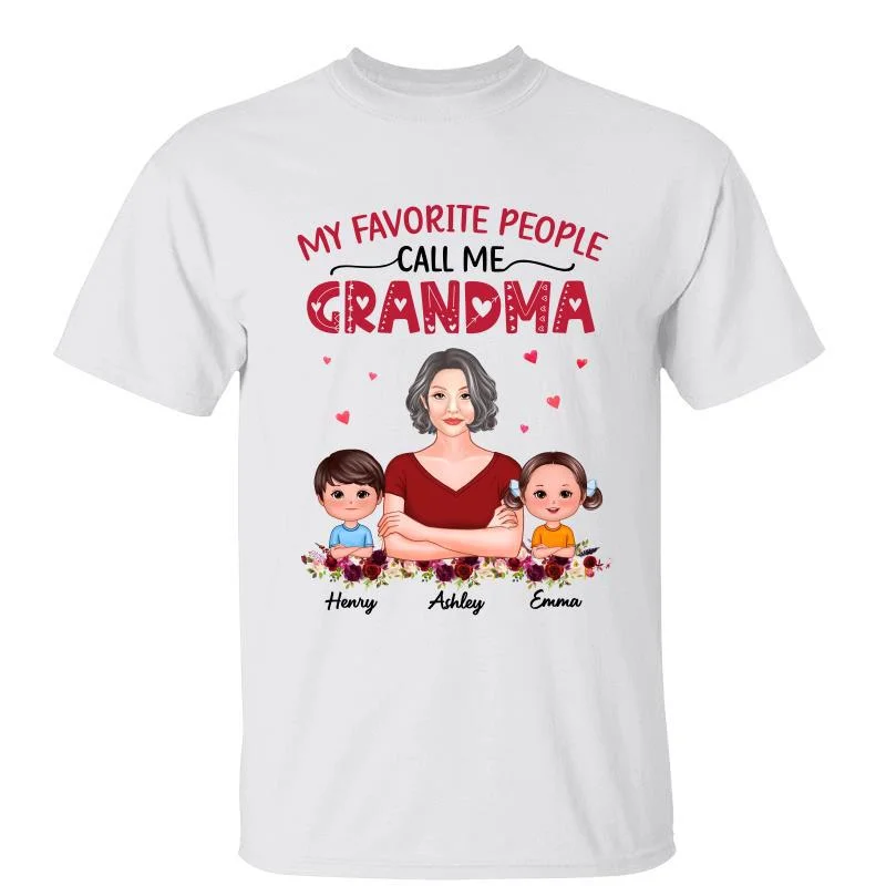 Women's Layered T-Shirts-Floral Favorite People Call Me Grandma Mom Auntie Pretty Woman Personalized Shirt