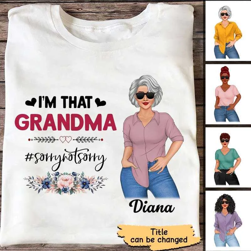 Women's Recycled Fabric T-Shirts-I‘m That Grandma Mom Posing Woman Personalized Shirt