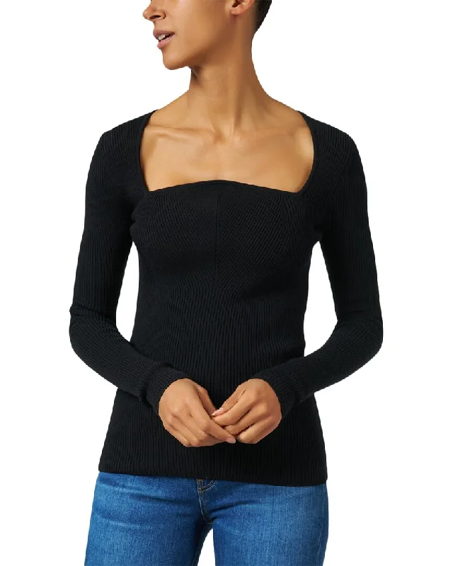 Women's Yoga Pullovers-Jason Wu Curved Neck Wool-Blend Sweater