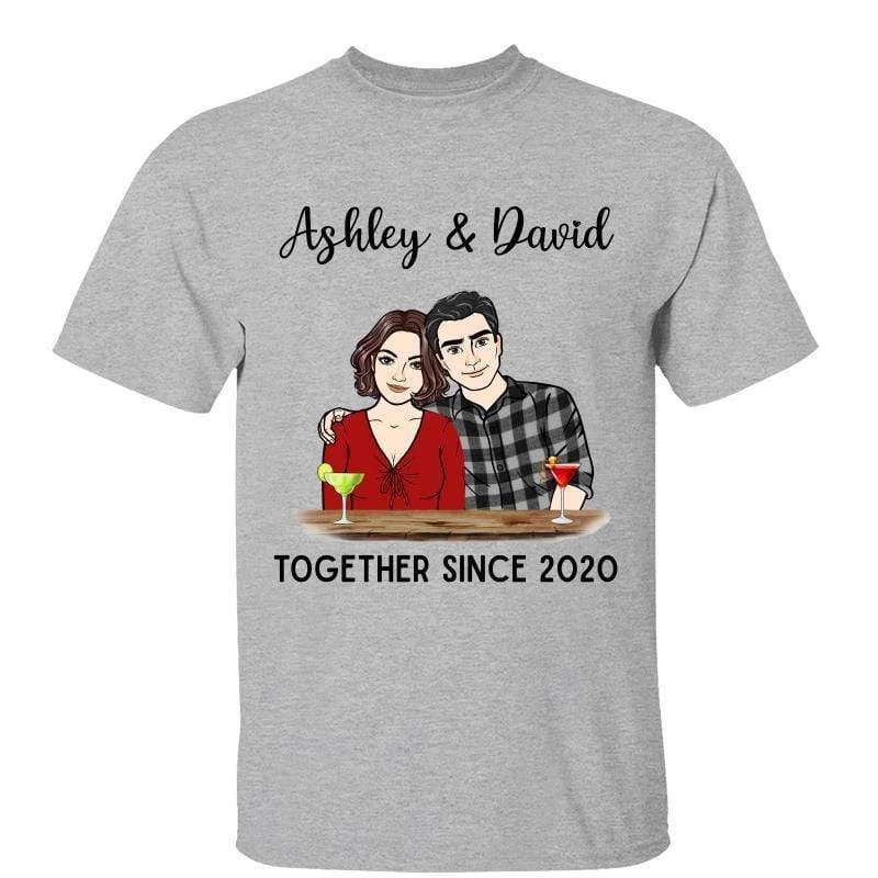 Women's Distressed T-Shirts-Front View Couple Embrace Together Since Personalized Shirt