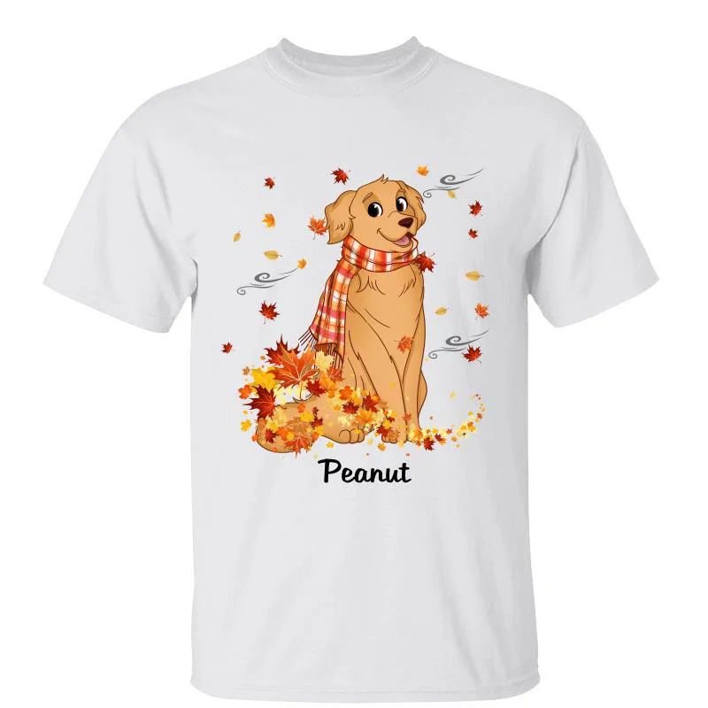 Women's Activewear T-Shirts-Fall Season Breeze Cute Sitting Dog Personalized Shirt