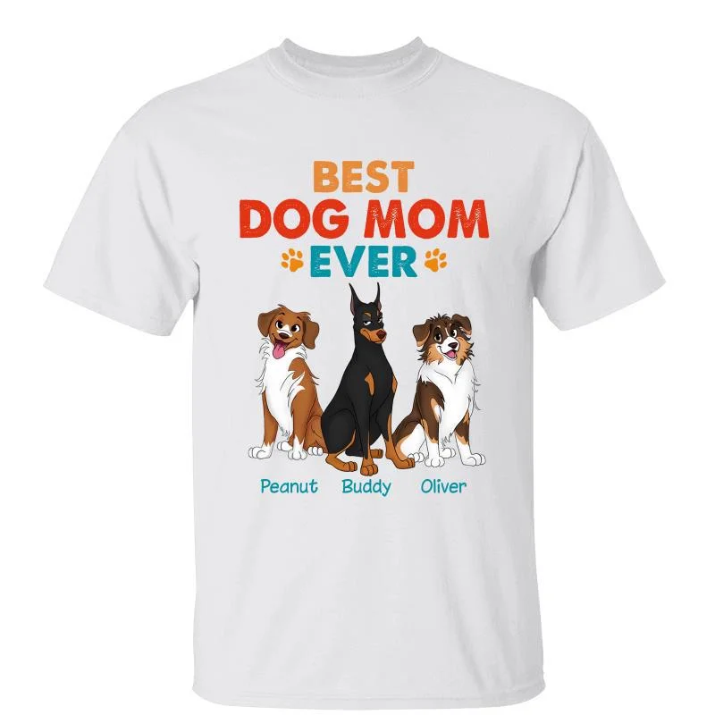 Women's Eco-Friendly T-Shirts-Best Dog Dad Mom Cute Sitting Dog Colorful Personalized Shirt