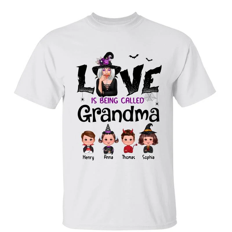 Women's Boat Neck T-Shirts-Halloween Love Is Being Called Grandma Personalized Shirt