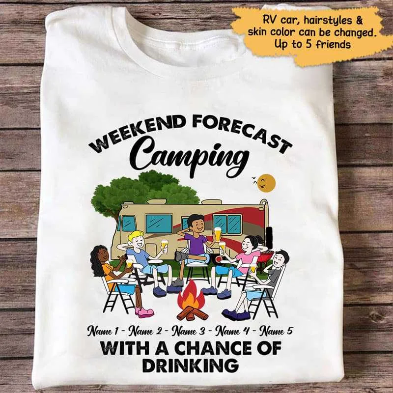 Women's Halter Neck T-Shirts-Weekend Forecast Camping Personalized Shirt