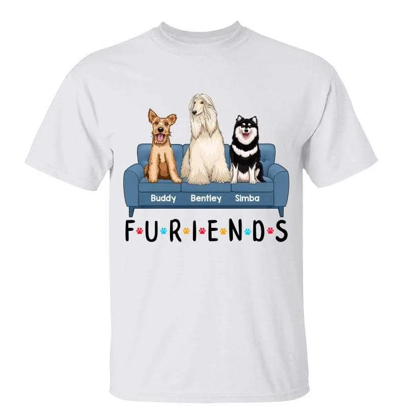 Women's Knot Front T-Shirts-Dogs Sitting On Couch Furiends Personalized Shirt