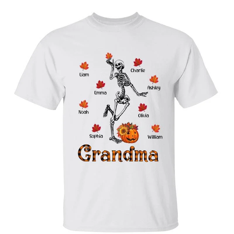 Women's Turtle Neck T-Shirts-Grandma Skeleton Halloween Personalized Shirt