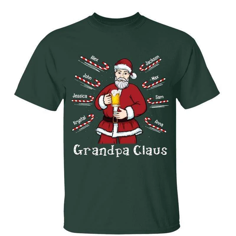 Women's Eco-Friendly T-Shirts-Grandpa Claus Candy Cane Christmas Personalized Shirt