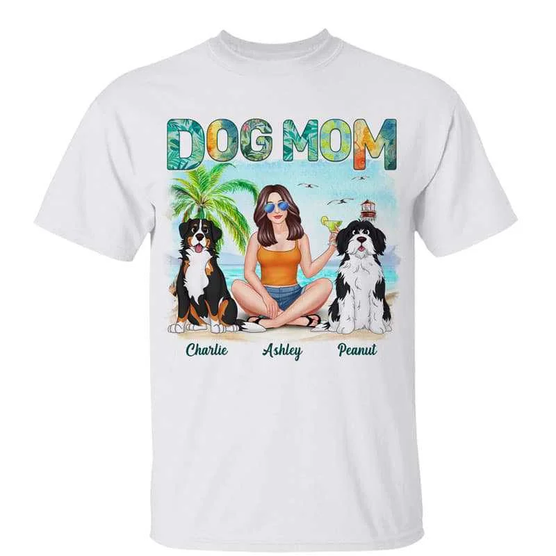 Women's Boxy Fit T-Shirts-Pretty Woman Dog Mom Summer Beach Personalized Shirt