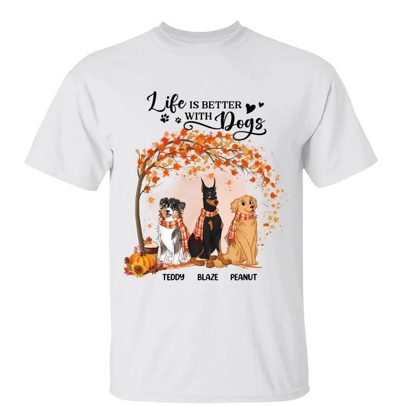 Women's Trapeze T-Shirts-Fall Season Most Wonderful Time Cute Sitting Dog Personalized Shirt