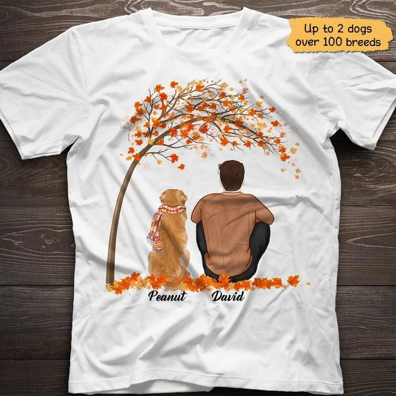 Women's Metallic T-Shirts-Fall Season Dog Dad Life Is Better With A Dog Personalized Shirt