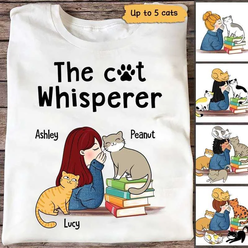 Women's Longline T-Shirts-The Cat Whisperer Chibi Girl Personalized Shirt