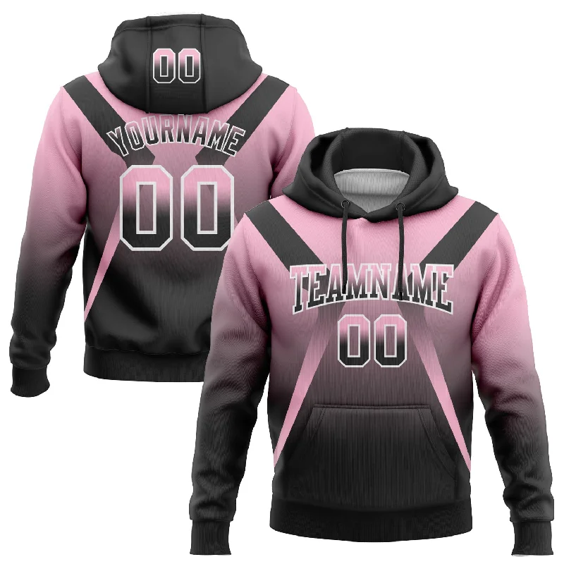 Women's Tunic Hoodies-Custom Stitched Light Pink Black-White Fade Fashion Arrow Sports Pullover Sweatshirt Hoodie