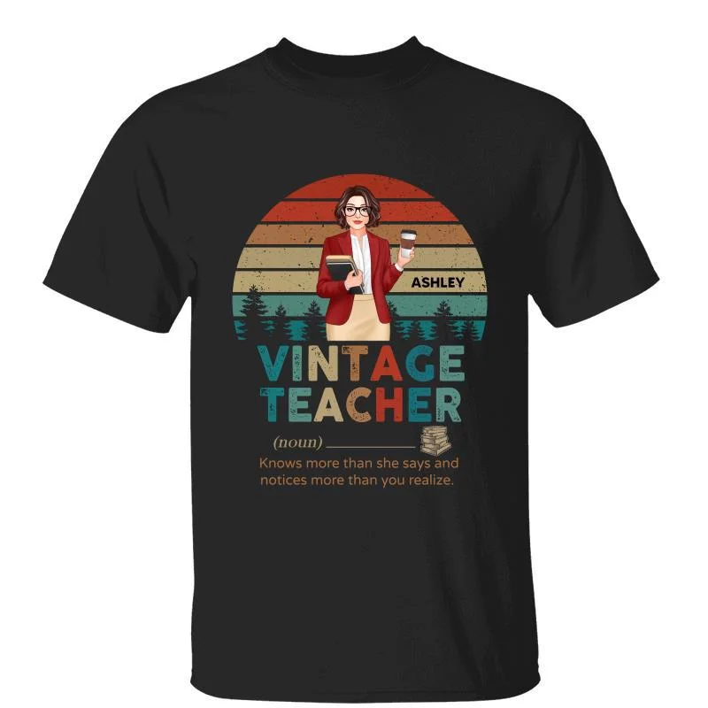 Women's Front Tie T-Shirts-Vintage Teacher Personalized Shirt