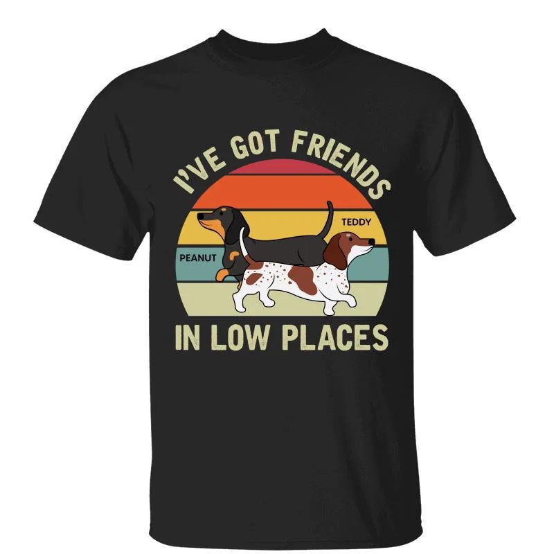 Women's Slub T-Shirts-Got Friends In Low Places Dachshund Dog Personalized Shirt