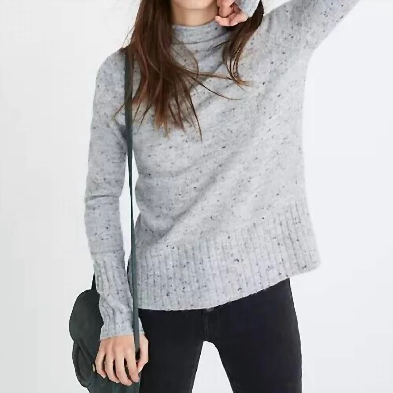 Women's Fringe Ruffle Pullovers-Donegal Inland Turtleneck Wool Pullover In Grey