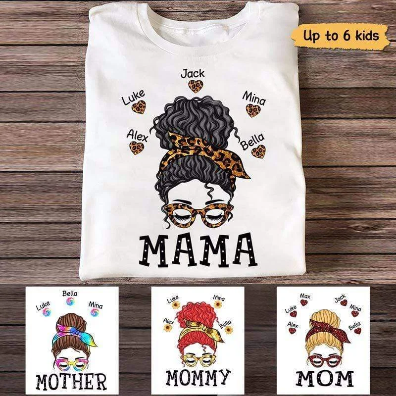 Women's Hemp T-Shirts-Mom Life Pattern Personalized Shirt