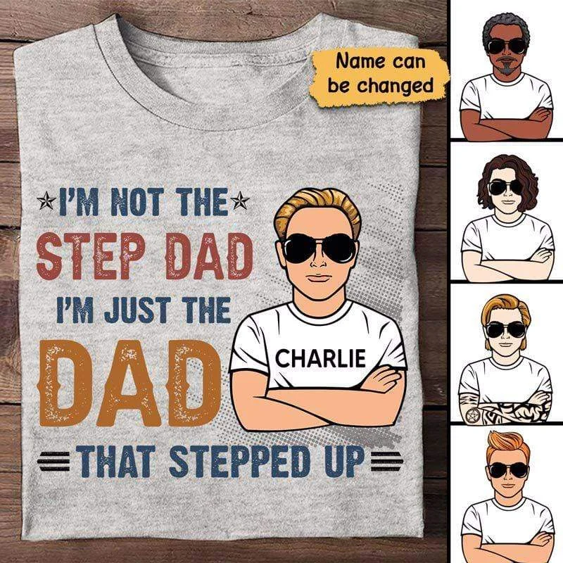 Women's High Neck T-Shirts-Step Dad Young Man Personalized Shirt