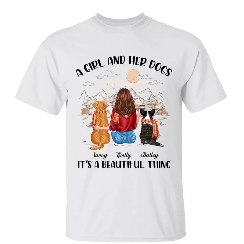 Women's Lounge T-Shirts-Girl And Dog Beautiful Thing Gift For Dog Mom Personalized Shirt