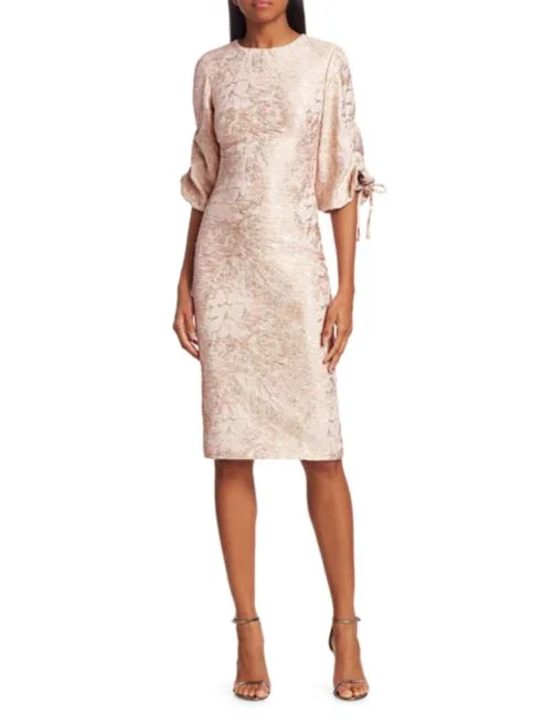 Theia bisque puff sleeve dress