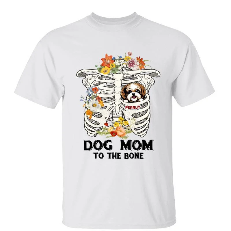 Women's Tie-Dye T-Shirts-Dog Mom To The Bone Halloween Personalized Shirt