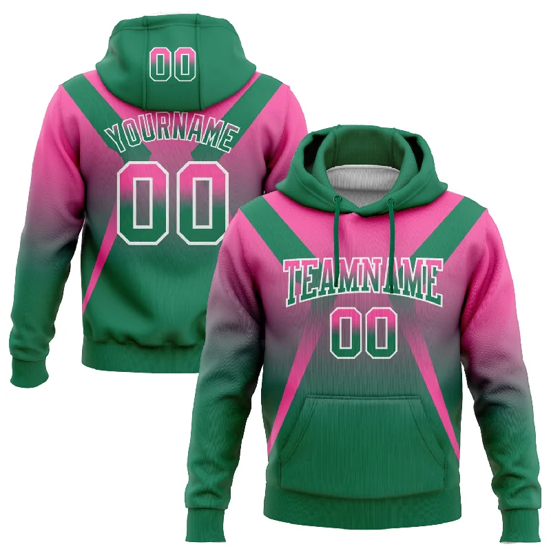 Women's Specialty Size Hoodies-Custom Stitched Pink Kelly Green-White Fade Fashion Arrow Sports Pullover Sweatshirt Hoodie