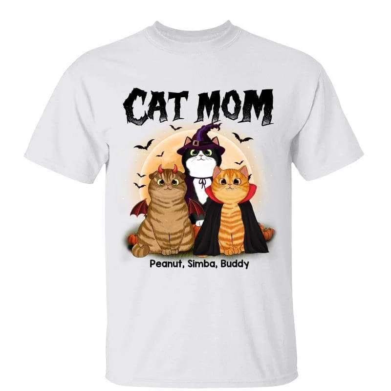 Women's Tank T-Shirts-Halloween Witch Cat Mom Personalized Shirt