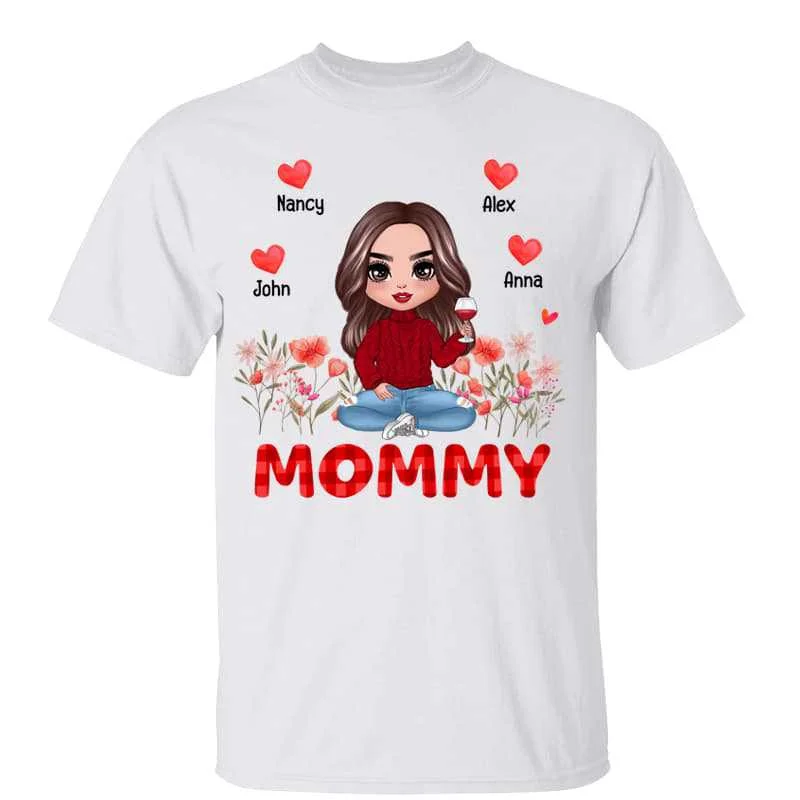 Women's Cutout T-Shirts-Doll Mom Grandma Personalized Shirt