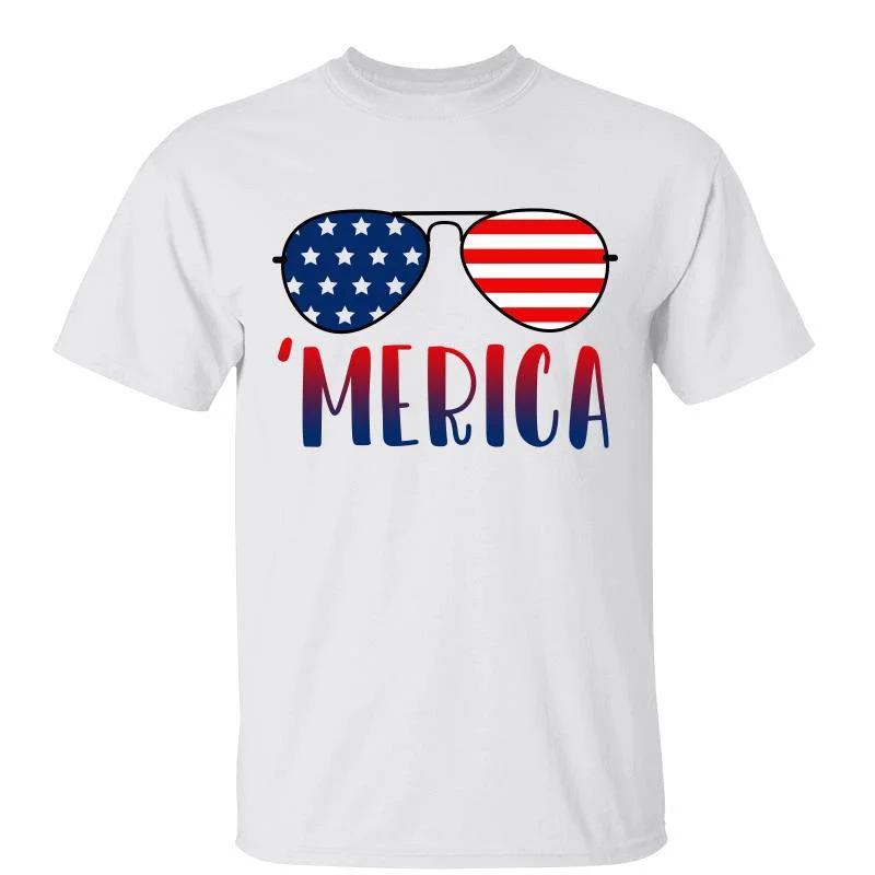 Women's Hemp T-Shirts-Merica 4th Of July Glasses Independence Day Shirt