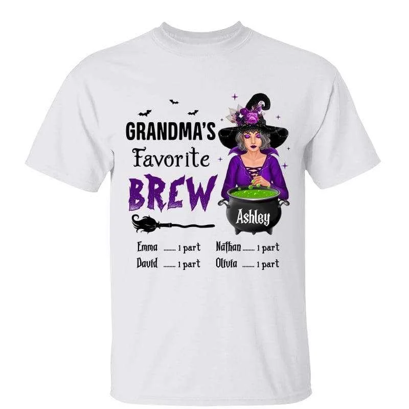 Women's Peplum T-Shirts-Grandma‘s Favorite Brew Halloween Witch Personalized Shirt