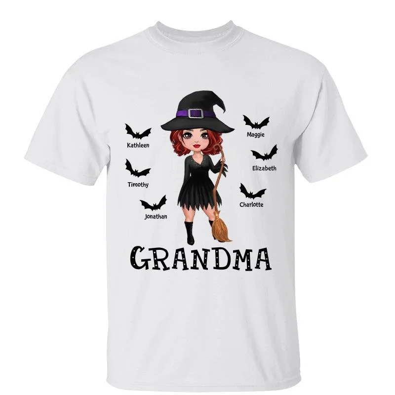 Women's Twist Knot T-Shirts-Halloween Witch Grandma Mom Doll Personalized Shirt