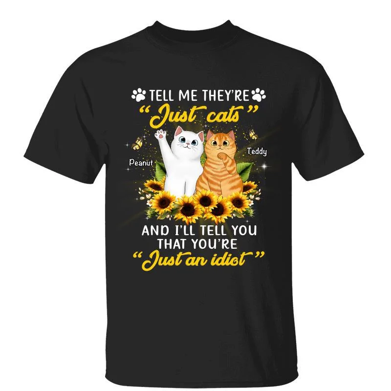 Women's Sustainable T-Shirts-Tell Me Just A Cats Sunflowers Personalized Shirt