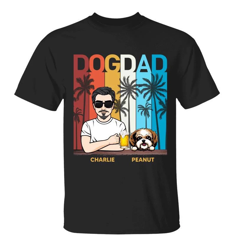 Women's Cap Sleeve T-Shirts-Dog Dad Summer Retro Personalized Shirt