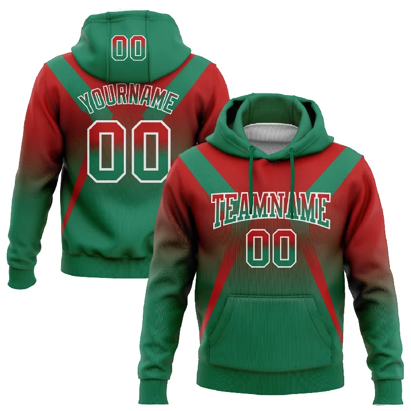 Women's Statement Hoodies-Custom Stitched Red Kelly Green-White Fade Fashion Arrow Sports Pullover Sweatshirt Hoodie