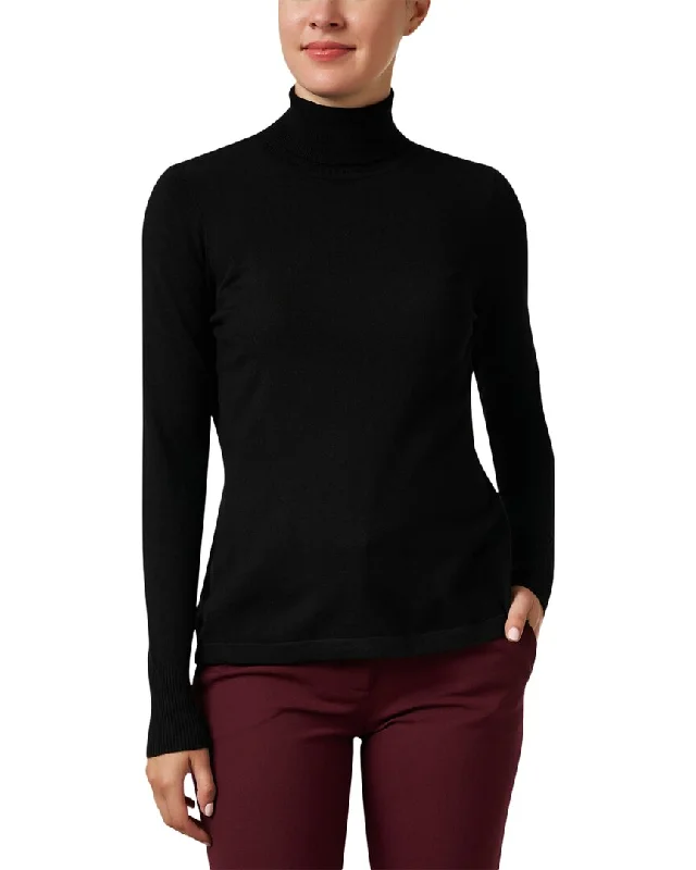 Women's Tulle Ruffle Pullovers-J'Envie Mock Neck Sweater