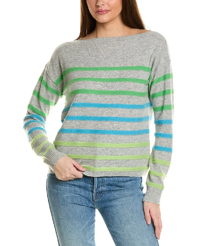 Women's Floral Print Pullovers-Collaboration Courtney Raised Stripe Cashmere Sweater