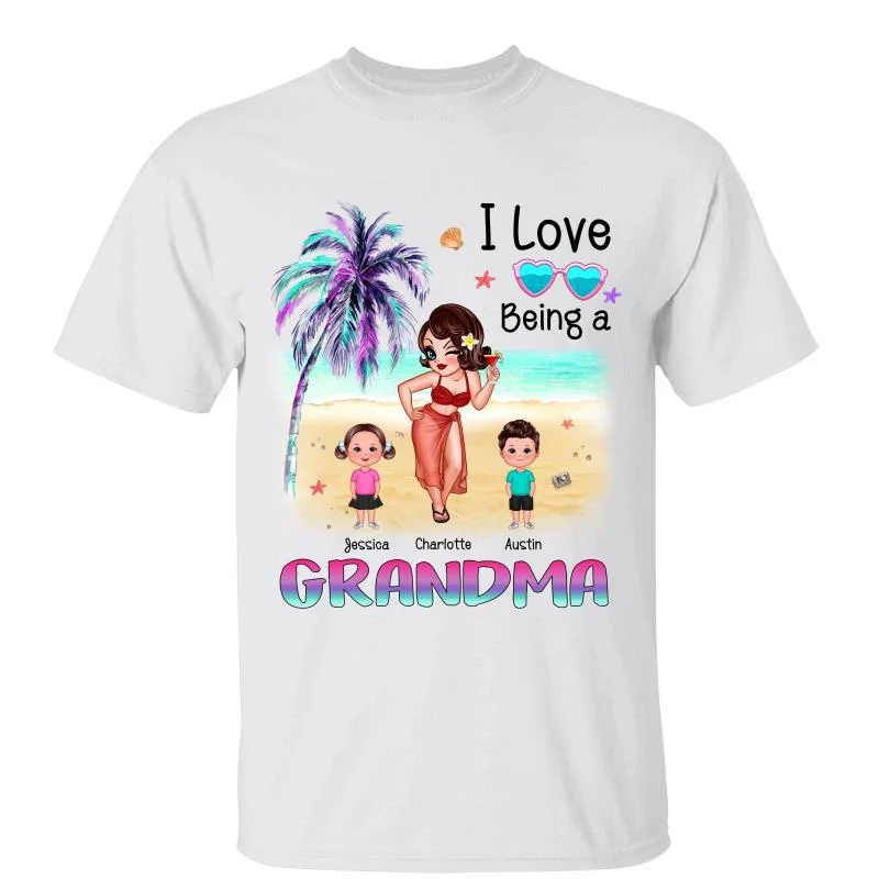 Women's Tank T-Shirts-Summer I Love Being A Grandma Mom Auntie Pretty Woman Personalized Shirt