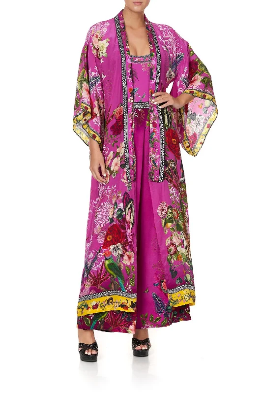 Women's Floral Print Jackets-KIMONO COAT JUNGLE LANGUAGE